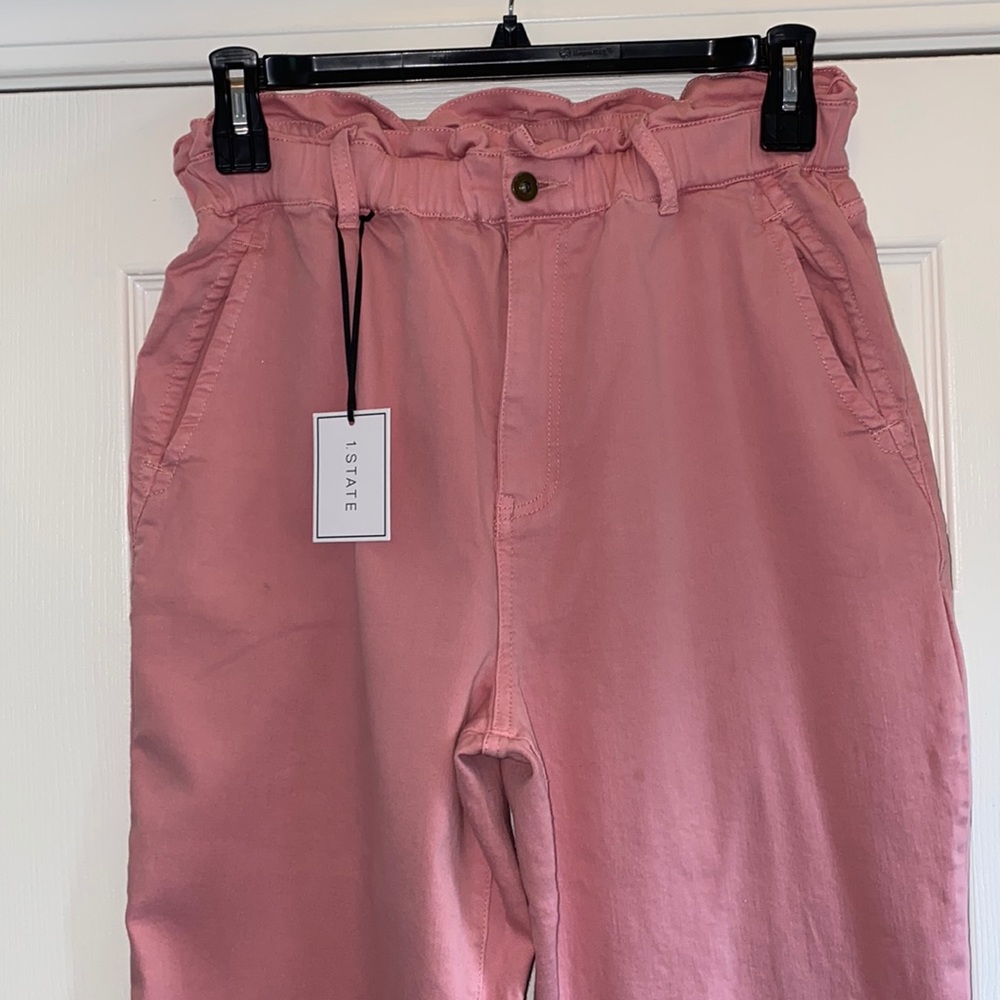 1STATE PINK PAPER BAG HIGH WAIST STRAIGHT LEG JEANS. Size 31. - Picture 3 of 6